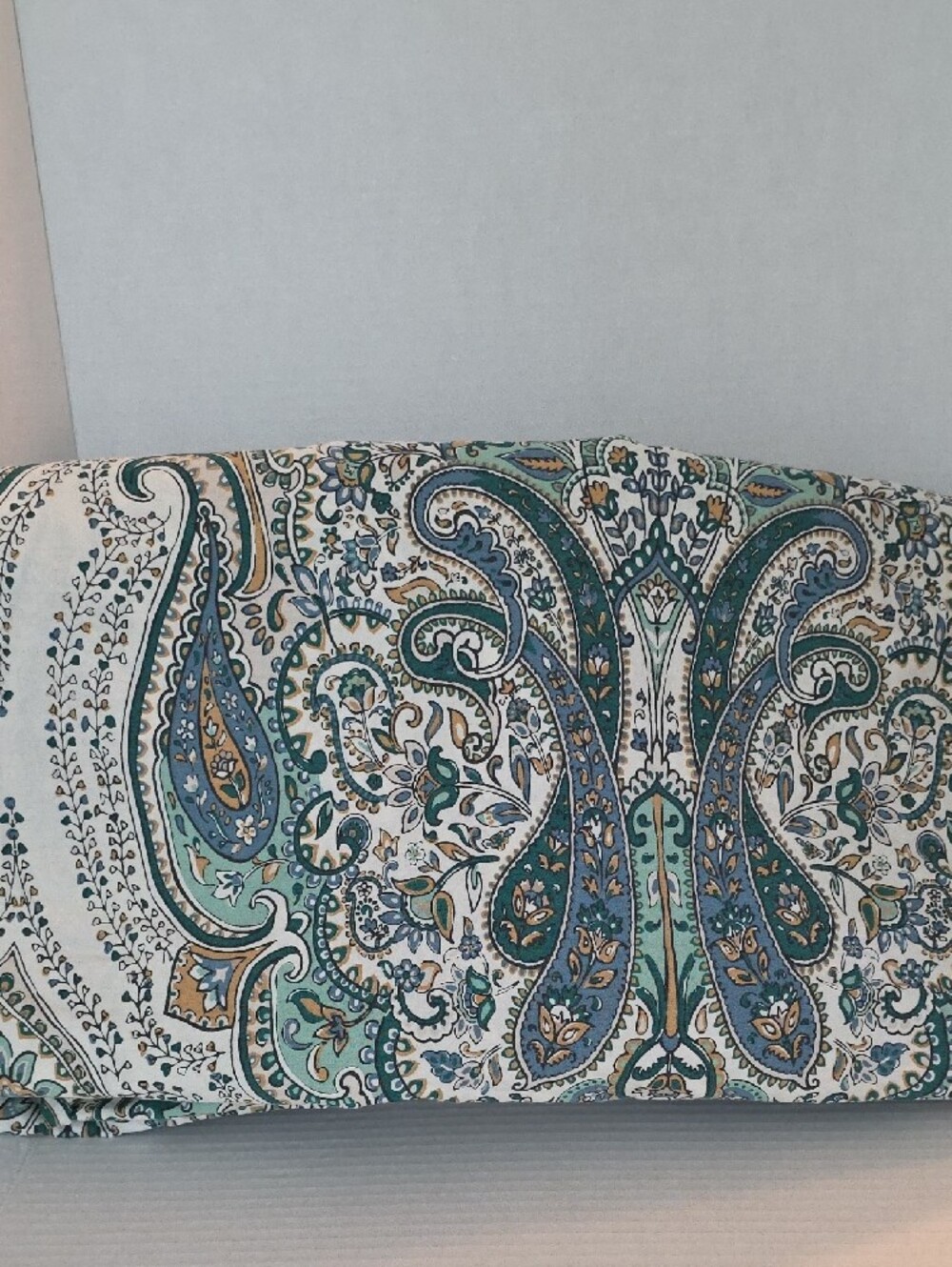 Indigo Collection Teal Blue Tan Paisley Boho Cotton Full Duvet Cover - Picture 5 of 8